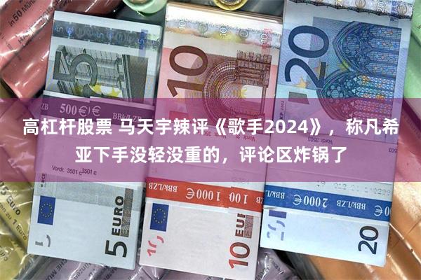 高杠杆股票 马天宇辣评《歌手2024》，称凡希亚下手没轻没重的，评论区炸锅了