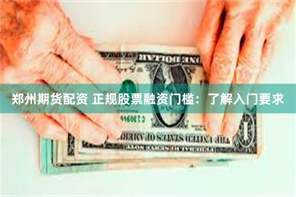 郑州期货配资 正规股票融资门槛：了解入门要求