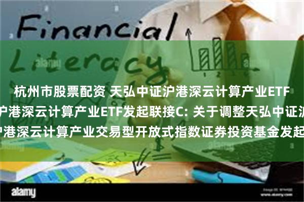 杭州市股票配资 天弘中证沪港深云计算产业ETF发起联接A,天弘中证沪港深云计算产业ETF发起联接C: 关于调整天弘中证沪港深云计算产业交易型开放式指数证券投资基金发起式联接基金基金经理的公告