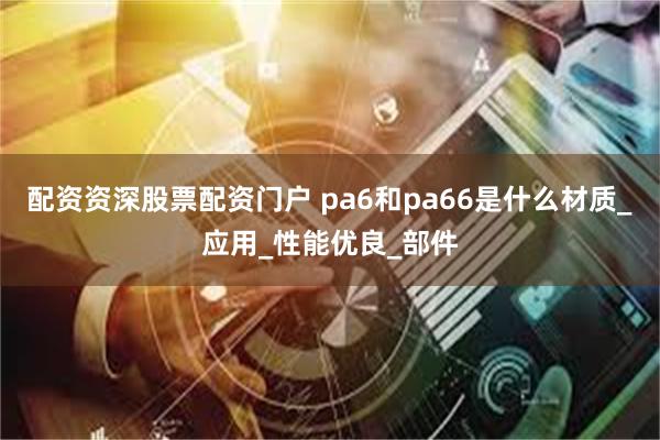 配资资深股票配资门户 pa6和pa66是什么材质_应用_性能优良_部件